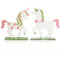 com-four® 2X Einhorn aus Holz zum Aufstellen - Oster-Deko aus Holz - Aufsteller mit Einhorn-Figur - Holz-Deko für Ostern zum Hinstellen (Einhorn weiß pink grün)