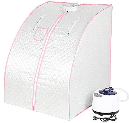Mini sauna de vapor móvil Sauna casera Cabina de calor Sauna sentado Cabina de sauna Vapor Fumigación 1000W, 99x88x76 cm (Plata)