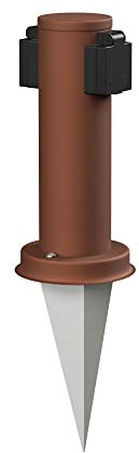 ledscom.de Columna de Toma de Corriente para jardín PORU con Pica de Tierra para Exterior, 2 Veces, Acero Inoxidable, marrón, Redonda, 27cm