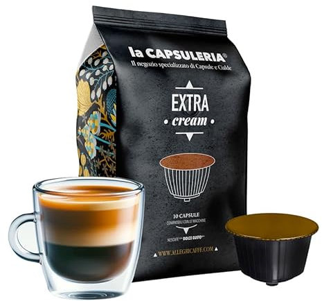 Café EXTRA CREAM, crémeux (100 Capsules) compatible avec Nescafé Dolce Gusto, Lot de 10 x 10 Capsules (100 portions tot) - la Capsuleria