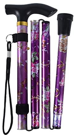 SPDYCESS Klappbarer Gehstöcke aus Aluminium, Buntes Blumenmuster Wanderstock Faltbar, Leicht Tragbare Spazierstock für Herren Damen Trekking Camping
