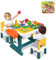Froadp Kindertisch Multifunktionaler Aktivitätstisch für Kinder Spieltisch mit Stuhl Aufbewahrungsbox und Bausteine Spieltisch Set Basteltisch Tisch & Stuhlsets für Jungen und Mädchen (Typ B)