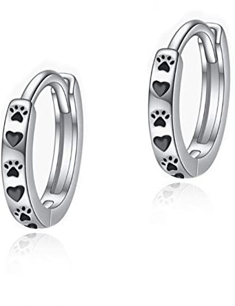 Pfote Ohrringe Sterling Silber Welpen Pfotenabdruck Creolen Haustier Katze Hund Tier Huggie Creolen Ohrringe Für Frauen