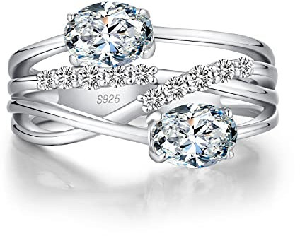 Breite Ring Silber 925 Damen Größe 52 Zirkonia Ring Diamant Ring Damen Ringe Silber 925 Frauen Solitär Diamant Ringe Verlobungsringe Hochzeitsring Weißgold Ring Damen