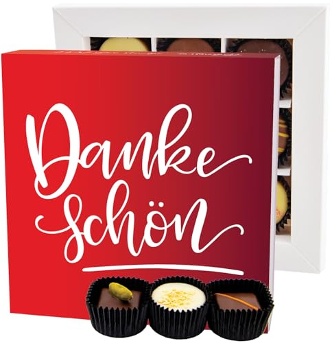Hallingers Genuss Manufaktur Pralinen Dankeschön-Geschenk - ohne Alkohol, handmade aus Confiserie-Edelkakao in wertiger L-Geschenkbox Dankeschön, Geschenkidee für Frauen Männer