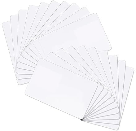 Bgieaug Premium Blank PVC Cards - CR80 30 Mil Graphic Quality White Plastic Cards for Photo ID Badge Printers - Waterproof and Double Sided Printing, NOT NFC Cards (20 Pack)