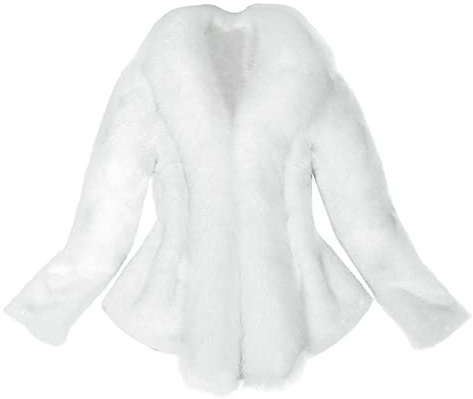 IQYU Pälsrock dam vit bröllop pälsjacka fuskpäls pälskrage jacka cardigan elegant päls kort jacka pälsrock vinterjacka fuskpäls jacka rock rockar pälsjacka pälsrock, Vit, XX-Large