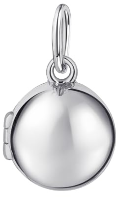 JEVELION Medaillon Kugel Anhänger für 1 Bild oder kleine Andenken 925 Silber Bild Amulett rund zum Öffnen für Damen und Mädchen mit Halskette und Schmuck-Etui