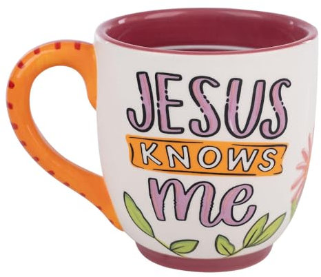 Glory Haus Inspirierende Jesus Knows Me Keramik-Kaffeetasse – 473 ml, christliche Tassen für heiße Schokolade, Tee und Kaffee, perfekt für Küche, Heimdekoration und Geschenke, nicht
