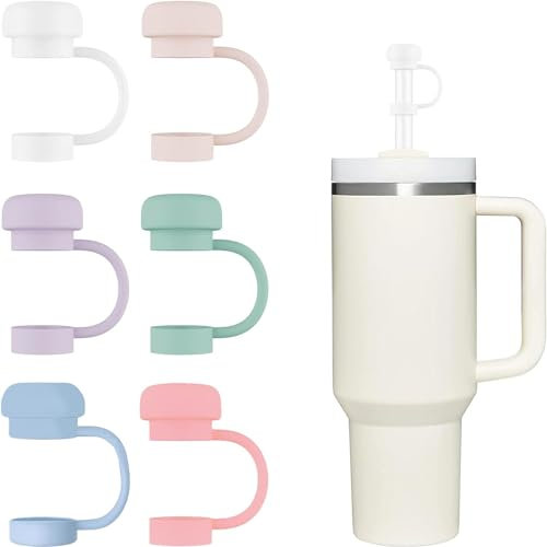 Haundry Paquete de 6 tapas de popote para taza Stanley, cubierta de popote Stanley compatible con vaso Stanley de 40 onzas, puntas de popote de silicona reutilizables a prueba de polvo para jarra