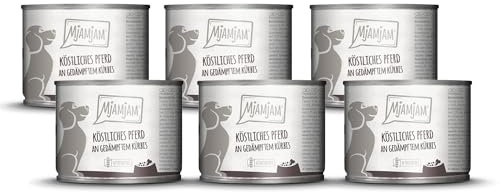 MjAMjAM - Premium Nassfutter für Hunde - köstliches Pferd an gedämpften Kürbis, 6er Pack (6 x 200g), getreidefrei mit extra viel Fleisch