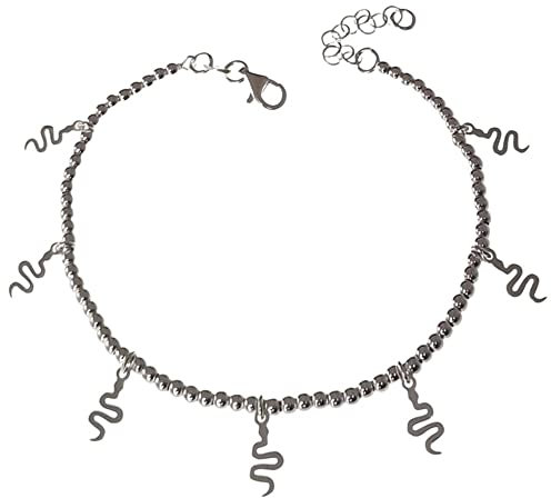 Inmaculada Romero IR Pulsera plata Ley 925m mujer 17 cm. cadena bolas 2.5 mm. combinada serpientes colgantes 10 mm.