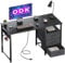 ODK Scrivania con 3 Cassetti, Scrivania per Ufficio con 2 Prese di Corrente e Prese USB, Scrivanie PC Reversibili Scrittoio Scrivania per Computer Domestico, bureau (Nero, 120x48x75,5 cm)