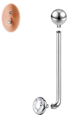 BodyAce 14G Titan Bauchnabelpiercing Bananen, Innengewinde L VCH Piercing Rings Christina Barbells, Navel Barbells Vertikal Haut Belly Piercing Schmuck [Stablänge:22mm]