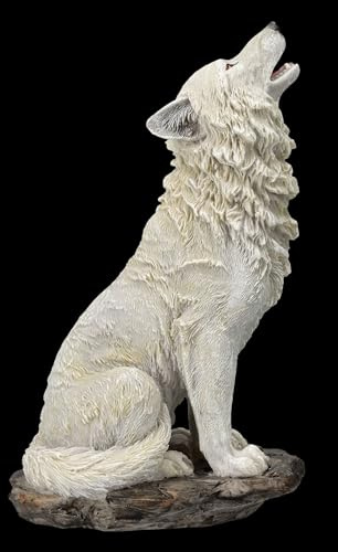 Wolf Figur weiß - Ruf des Rudelführers - 28 cm Deko Statue