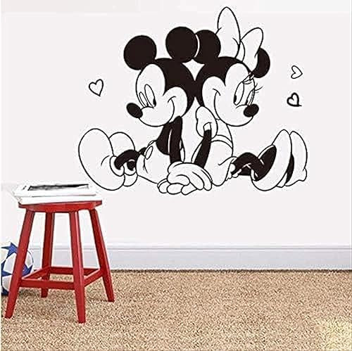 YANDAOFANG Adesivo da Parete in Vinile di Topolino Minnie per la Camera dei Bambini Decorazione da Parete del Soggiorno Adesivo da Parete Rimovibile 58X70 cm