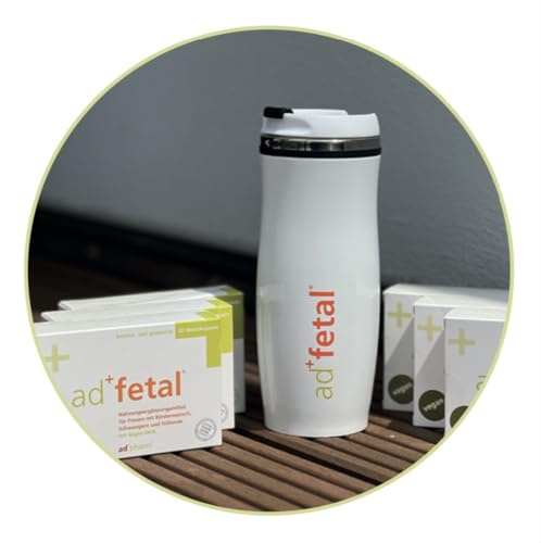 6x adfetal Monatspackung vegan pränatal - Folsäure, Jod, Vitamin D, DHA - Optimal versorgt bei Kinderwunsch Schwangerschaft & Stillzeit - 180 Weichkapseln + Thermobecher