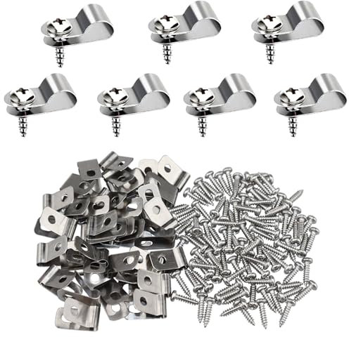 Aweisile Clips pour Clôture Agricoles 100 Pièces Clips en Acier Inoxydable avec Vis Pinces de Fixation pour Clôtures Clips de Montage de Clôture Pinces de Fixation pour Fil de Clôture
