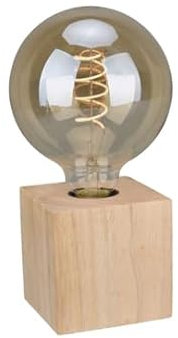 MeLiTec Sockel Tischleuchte Würfel mit Leuchtmittel Form Eckig, Oberfläche Holz