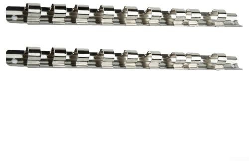 Feegow 2pcs Socket Storage Rack,Convenient Socket Rail Tool Organizer With 8 Clips, Perfect For Workstations 14, 3/8, 1/2 Inch(1/2)