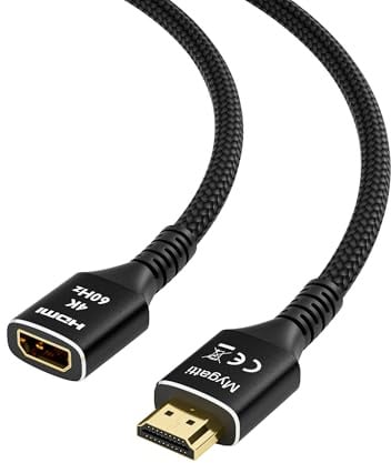 Mygatti Cavo di prolunga HDMI 2.0 (7.5 metri),HDMI maschio a femmina 4K@60Hz,cavo HDMI,in nylon intrecciato,estensore HDMI,Nero,compatibile con TV Stick,HDTV, PS5, PS4, Full HD, 3D, ARC, HDR