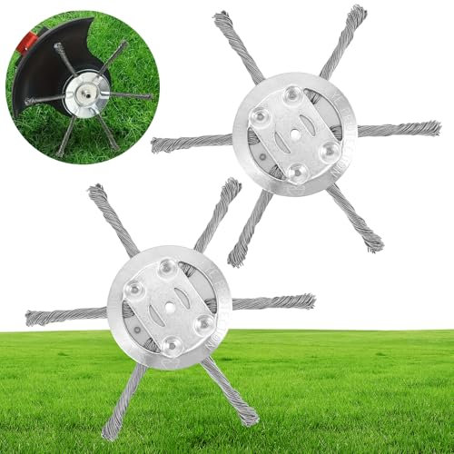 JACMKEON 2 Pcs Steel Wire Grass Trimmer Head 6 Wire Brush Cutter Trimmer Head Wired Trimmer Head Indestructible Strimmer Head Replacement for Lawn Mower (6 Heads)