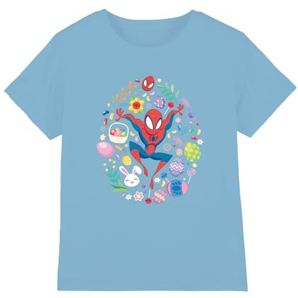 Marvel Boy's Spiderman Easter Circle Unisex Kids T Shirt T-Shirt