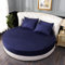 ARDZLALS Rundes Spannbettlaken, Bettlaken Set Solide Farbe Reine Baumwolle Rundes Spannbettlaken Bettdecke Matratze Topper 200/220CM Hochzeit Einweihungsgeschenk,Blau,D200cm(79inch)