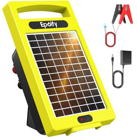24-Stunden-Solar-Elektrozaun-Ladegerät, 20 Meilen, bis zu 10200 V Ausgangsreichweite, elektrisches Zaun-Ladegerät, 0,32 J tragbarer Energizer mit wiederaufladbarem Solarpanel für Vieh- und