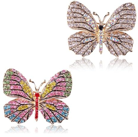 EUYKQNOI 2 Stück broschen & anstecknadeln für damen broschen & anstecknadeln Brosche, Retro Schmetterling Brosche Strass Brosche Damenschal,schmetterlinge zum anstecken