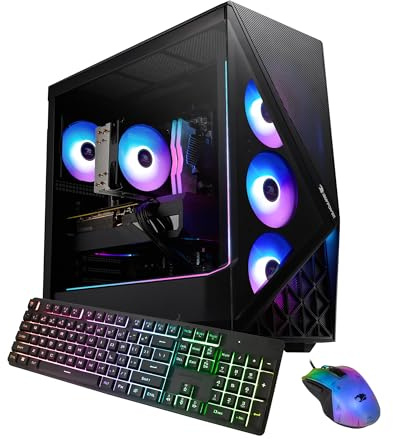 iBUYPOWER SBA7N5602 - Computer desktop AMD Ryzen 7 7700 CPU, NVIDIA GeForce RTX 5060 8 GB GPU, 32 GB DDR5 RGB 5200 MHz RAM, SSD NVMe da 1 TB, Windows 11 Home, tastiera per gamer, mouse