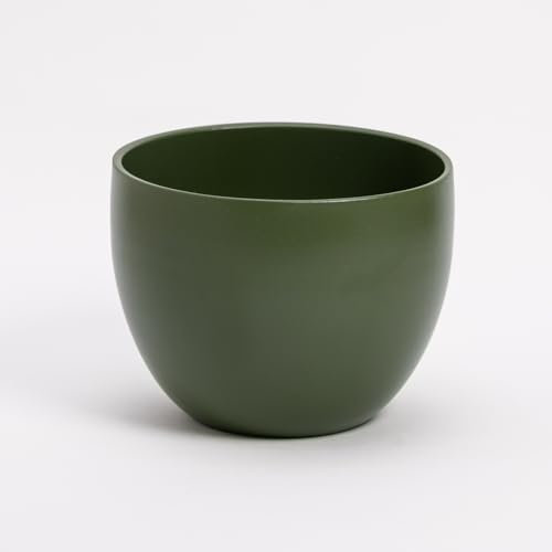 Elegant Terracotta Bowl Pot | Dark Green | Indoor or Outdoor | D.17 cm – H.13 cm | Modern Decorative Vase for Plants, Flowers, Succulents, Orchid, Sansevieria. (1 x Ø 17 cm – Green)