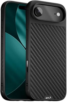 Mous for iPhone Air 6.5-inch Case, Compatible with MagSafe - Limitless - Protective iPhone 17 Air Carbon Fibre Cover - Shockproof, Full Camera Protection, Anti-Scratch Back, Black