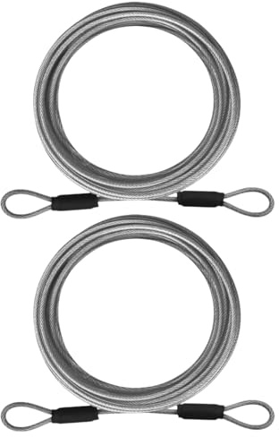 ApexPine 2 Pcs 3mm Stainless Steel Security Cable Tethers | 2 pack 3mm braided stainless steel cable tethers, for luggage valuables anti-theft travel security accessory