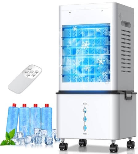 Klimaanlage Mobil, Klimageräte Tragbarer Luftkühler mit Wasserkühlung 12L, 24H Timer, 6 Geschwindigkeit, Fernbedienung, Air Conditioner Klimaanlage Ohne Abluftschlauch für Zuhause Dachgeschoss Büro
