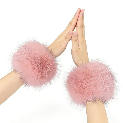 xowwyue Pulswärmer Kunstpelz Armstulpen, 35x14cm Damen Kunstpelz Handgelenk Winter Armbänder, Plüsch Armwärmer Für Feiertage, Outdoor-Aktivitäten Wie Eislaufen Und Skifahren