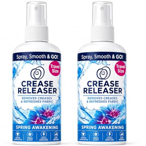 Crease Releaser Spray Twin Pack 2x100ml Spring Awakening – Removes Wrinkles Fast, Fabric Freshener & Odour Eliminator, Anti Static, Easy Ironing Spray for Clothes, Bedding & Garments