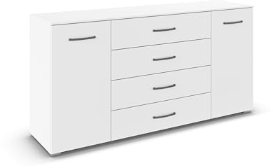 Rauch Möbel ADITIO, Kommode, Farbe Weiß, Breite 160 cm | Sideboard im zeitlosen Stil, 2-türig, 4 Schubladen, Soft-Close-Funktion, für Schlafzimmer, Gästezimmer, Wohnzimmer, Flur