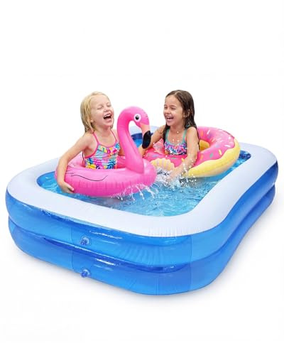 Airoieak Inflatable Family Swimming Pool for Kids & Adults, Thickened PVC Paddling Pool with Quick Drain, Leak-Resistant Garden Pool for Indoor & Outdoor Summer Fun, 78.7 x 59 x 19.7