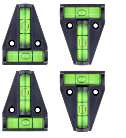 Set of 4 Mini Spirit Level Set T-Design - Magnetic 2D Level Indicator for Wood and Metal - Compact 5.76 cm Measurement