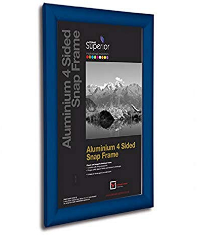 Stewart Superior A3 Aluminium 4 Sided 25mm Front Loading Picture/Poster Snap Frame - Blue BLUEA3