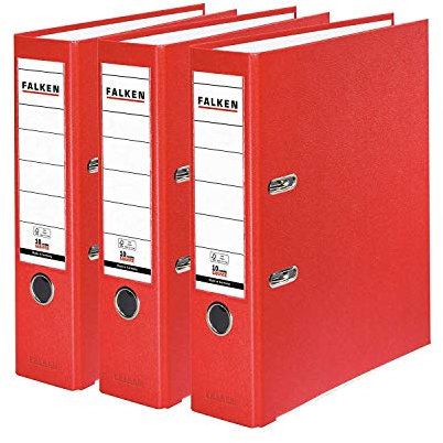 Original Falken PP-Color Kunststoff-Ordner. Made in Germany. 8 cm breit DIN A4 (3x breit, rot)