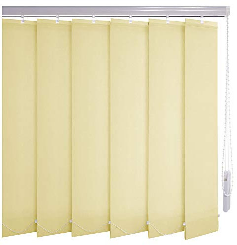 Sonnenschutz-HH® - Lamellenvorhang hellgelb-creme - Breite 340 cm x 250 cm Höhe - Office Verdunkelungslamellen für Bildschirmarbeitsplätze Lamellenbreite 127mm Vertikaljalousie Vertikalanlage