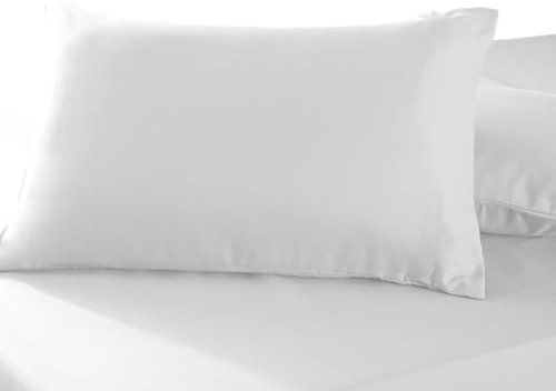 Pizuna Funda Almohada Algodon 45x85, Tejido Satinado de Lujo 100% algodón de Fibra Larga de 400 Hilos Lote de 2 Fundas de Almohada con Solapa de 15 cm en un Lado (Funda Almohada Blanco)