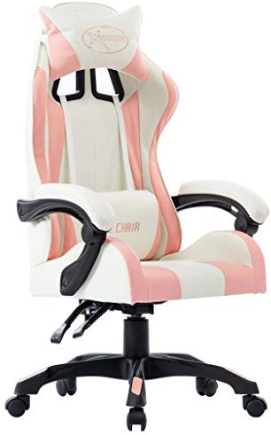 pedkit Silla Gaming de Cuero sintético Rosa Ergonómica Regulable Altura Ajustable 360° Giratorio para Oficina Hogar y Gaming