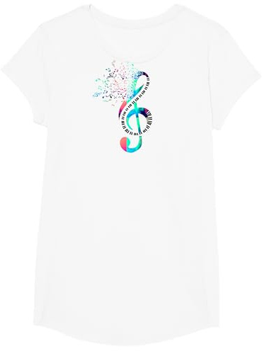 Musik T-Shirts & Geschenkideen - Farbenfrohes Notenschlüssel Piano Musik Geschenk Klavier T-Shirt - Unisex Erwachsene und Kinder - Schwarz - S
