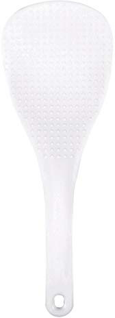Kitchen Dotted White Plastic Flat Rice Scoop Paddle Meal Spoon