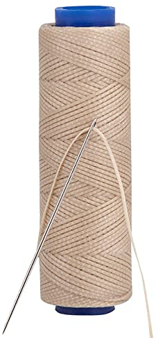 Shelver Filo cerato, filo resistente per pelle, tappezzeria, scarpe, borsa, ago incluso (colore: beige)