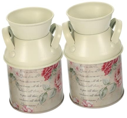 2st Vase Retro-milchkanne Bauernkübel Aus Metall Aufbewahrungstopf Für Blumen Mini-basteleimer Vintage Milchkännchen Französisches Bauernmilchkännchen Eisen Frankreich Altmodisch