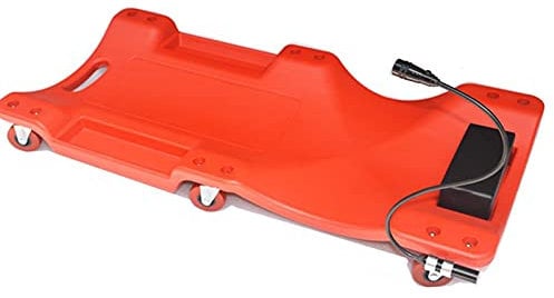ARCH Mechaniker-Auto-Rollbrett Werkstatt, Rollbrett Automotive Aus Hochdichte PE, 2 Ablagefächer, Mit Kopfstütze, Werkstatthocker for Werkstattgarage (Color : Red, Size : with Light)